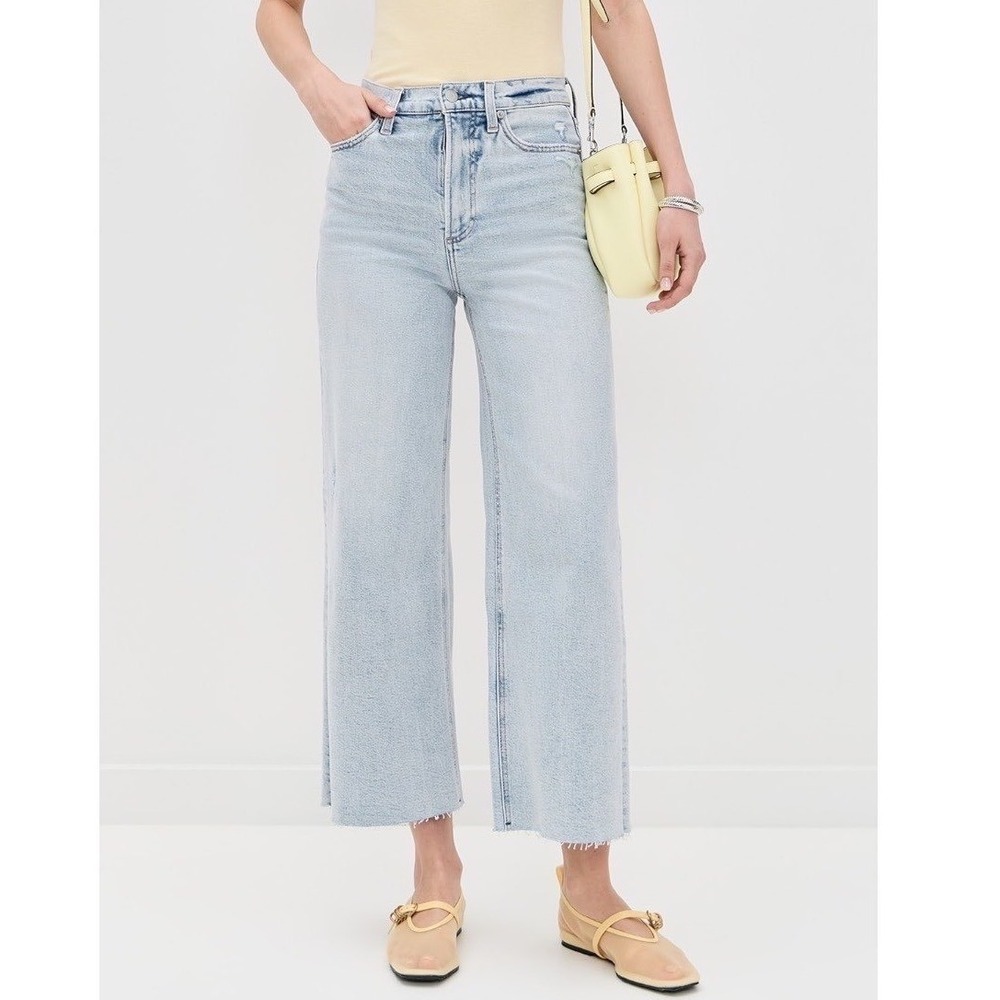 NWT Pistola Lana‎ Wide-Leg Crop Jeans Light Raw Hem Sz 30 Anthropologie Boho